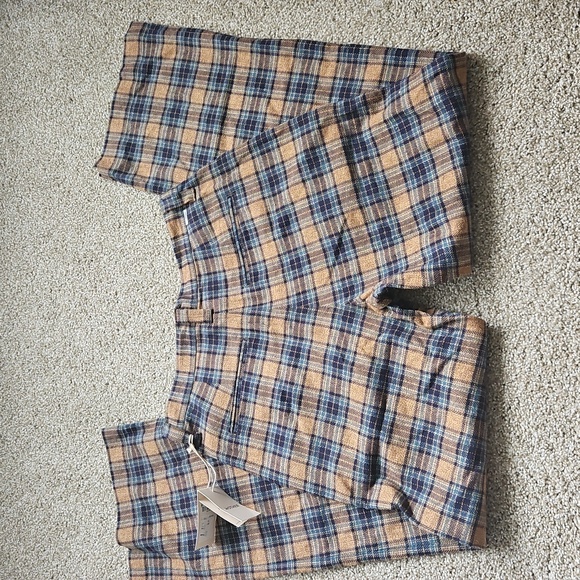 NWT Mother Denim Pleated Maven Prep Sneak Trousers In Delta Dawn Plaid size 30 - Picture 2 of 9